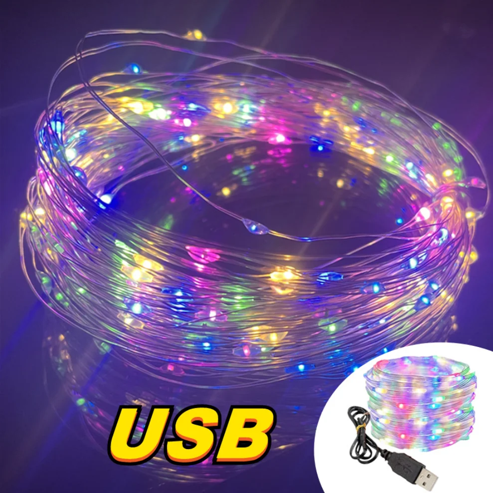 /20m USB LED Lichterketten Kupfer Silberdraht Girlande Licht wasserdichte Lichterketten für Weihnachten Hochzeits feier Dekoration