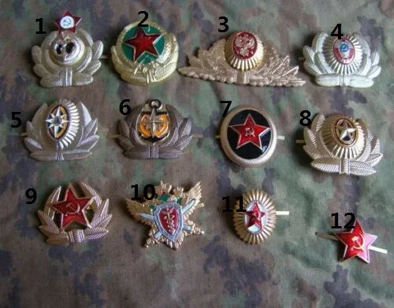 Reenactment WW2 SOVIET UNION USSR RUSSIAN MILITARY ARMY METAL UNIFORM BADGE PIN  SET