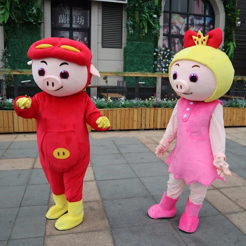 GGBond Pig Mascot Costume Funny Red  Pig Man Pig Hog Piggy Porkling Cartoon Character Mascotte Carnival Fancy Carnival Dress