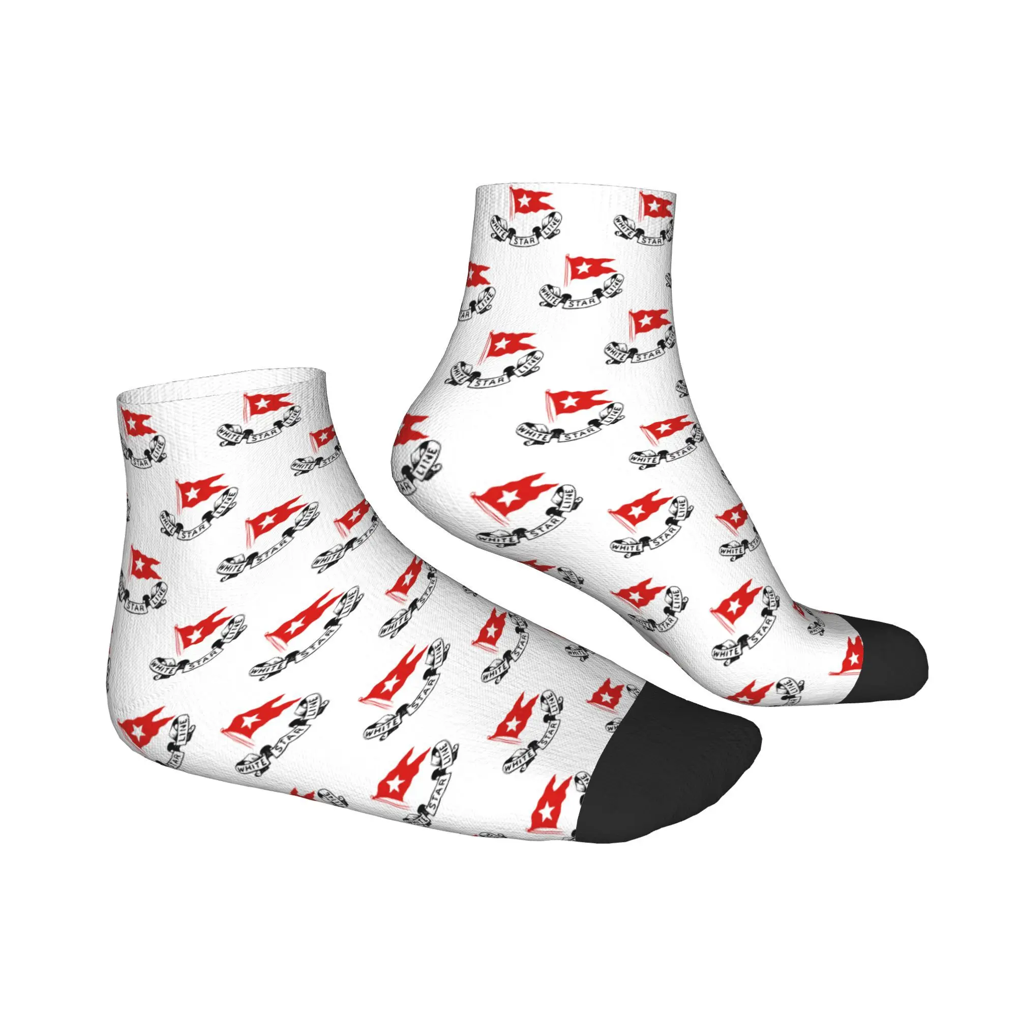 جميع المواسم تيتانيك خط النجوم الأبيض - العلم الأحمر مع شعار النجمة الجوارب Harajuku طاقم الجوارب جوارب مضحكة للرجال والنساء #3