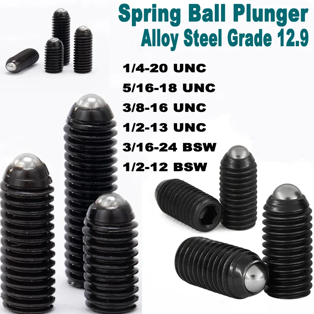 12.9 Grade Alloy Steel UNC/BSW Grub Bolts 1/4-1/2 3/16 Hex Socket Headless Set Screws with Spring Ball Plunger