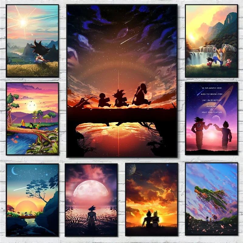 

Anime Surrounding Canvas Painting Dragon Ball vintage Goku Poster Prints Mural Pictures Wall Art Living Room Home Decor Gifts