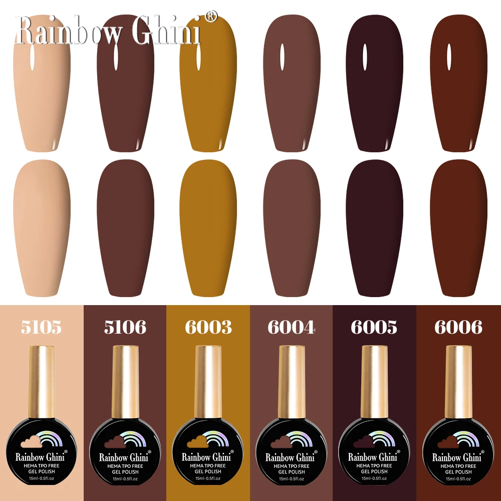 

RG 15ml Brown Nail Collection Varnish Semipermanent Decadent Chocolate Gel Nail Polish Fall/Winter Nail Gel Series HEMA/TPO FREE