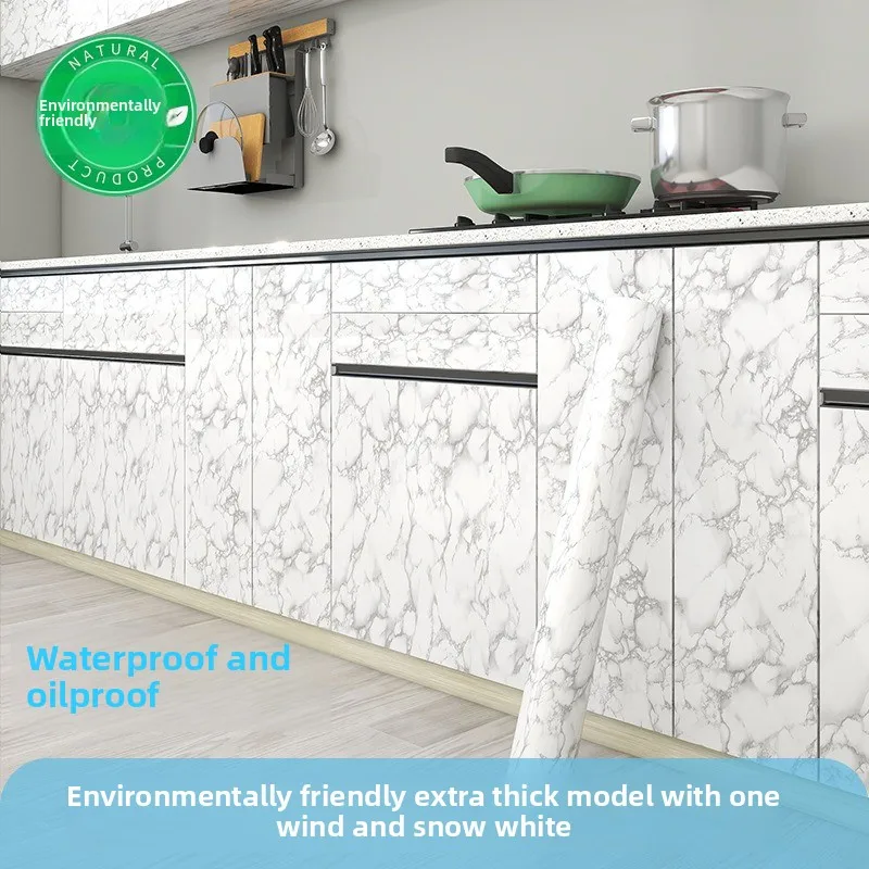 

Wall Sticker Self Adhesive Tile Wallpaper Waterproof Oil-Proof Marble Decor Sticker for Kitchen Cabinet Countertop Renovation