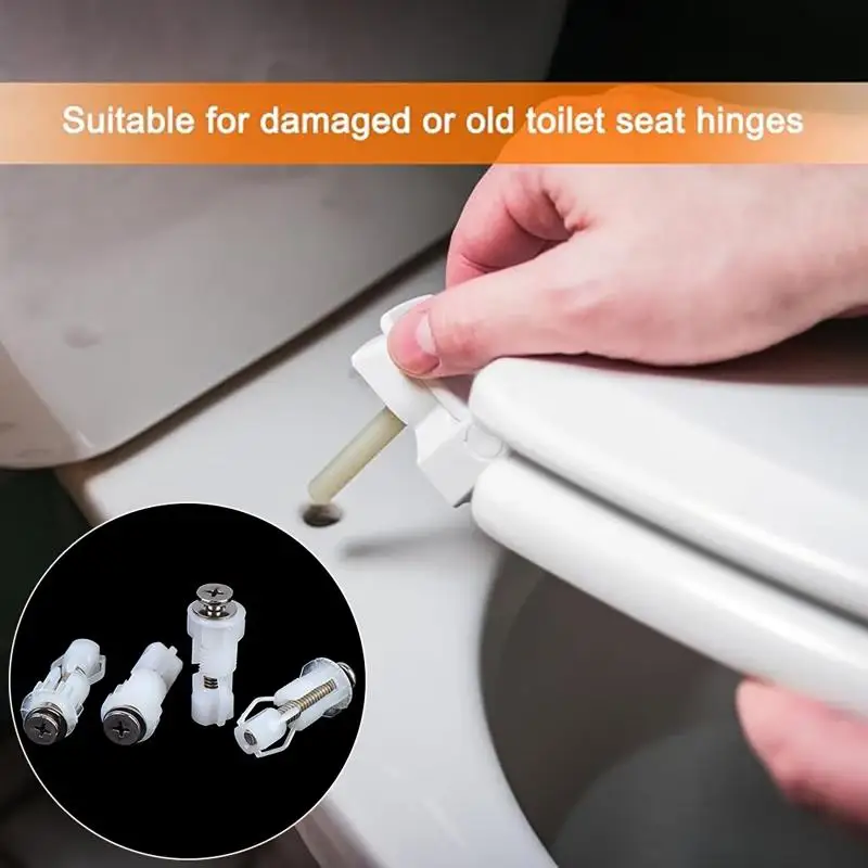 Toilet Lid Fixing Screw Replacement Fitting Kit 4Pcs with Nut Cover Sturdy Fittings for Apartment WC Pan Daily Repair Use