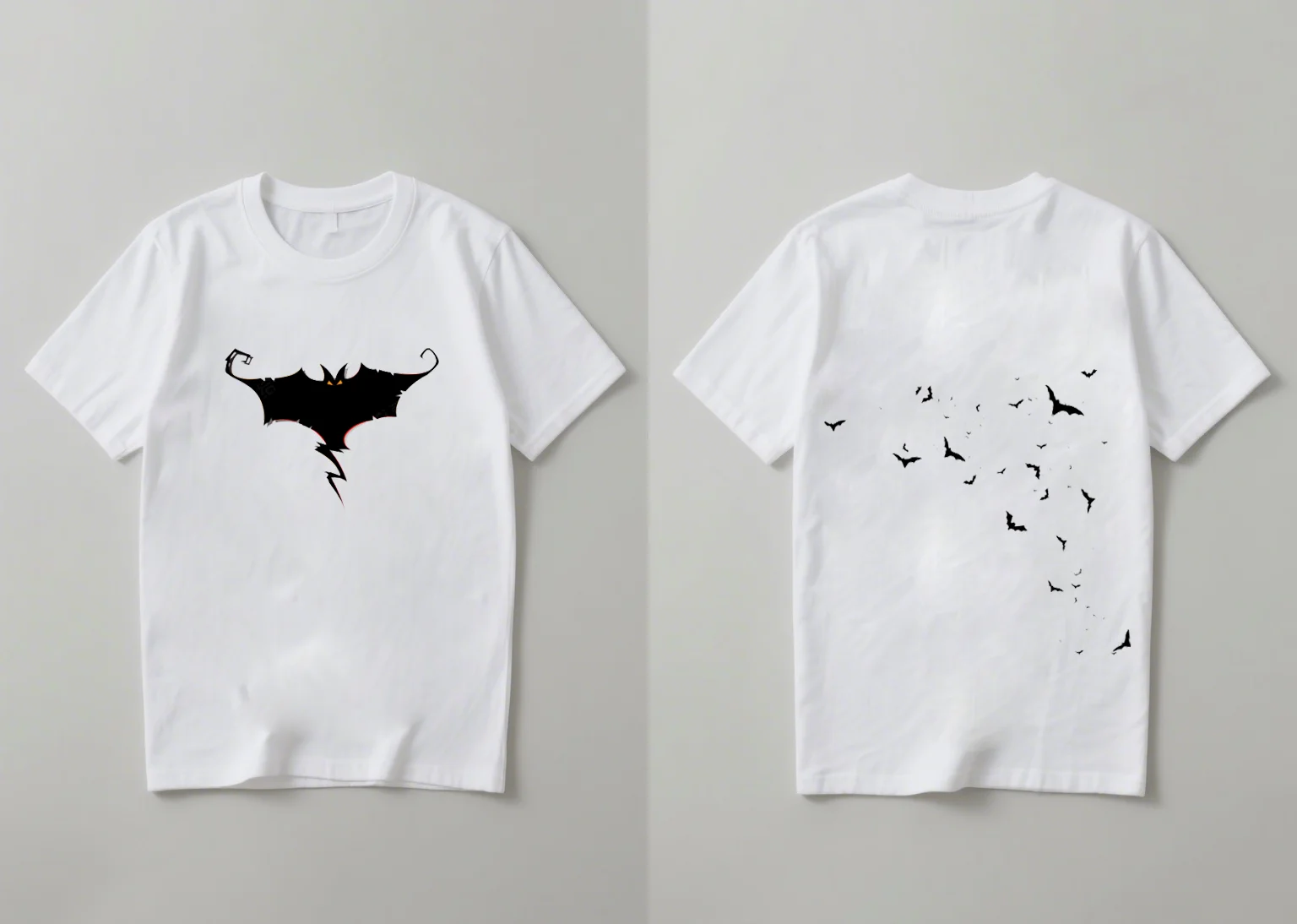

A new 2025 fashionable and versatile short sleeved shirt with a horror element bat print suitable for both men and women