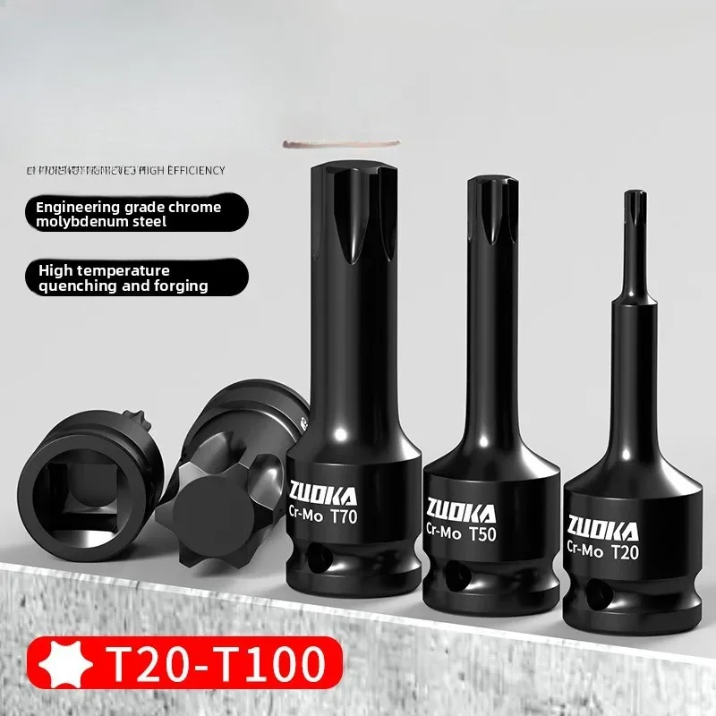 1/2 Impact Socket Set T30-T80 Torx Bit for Electric Wrench T Handle Hex Driver Kit