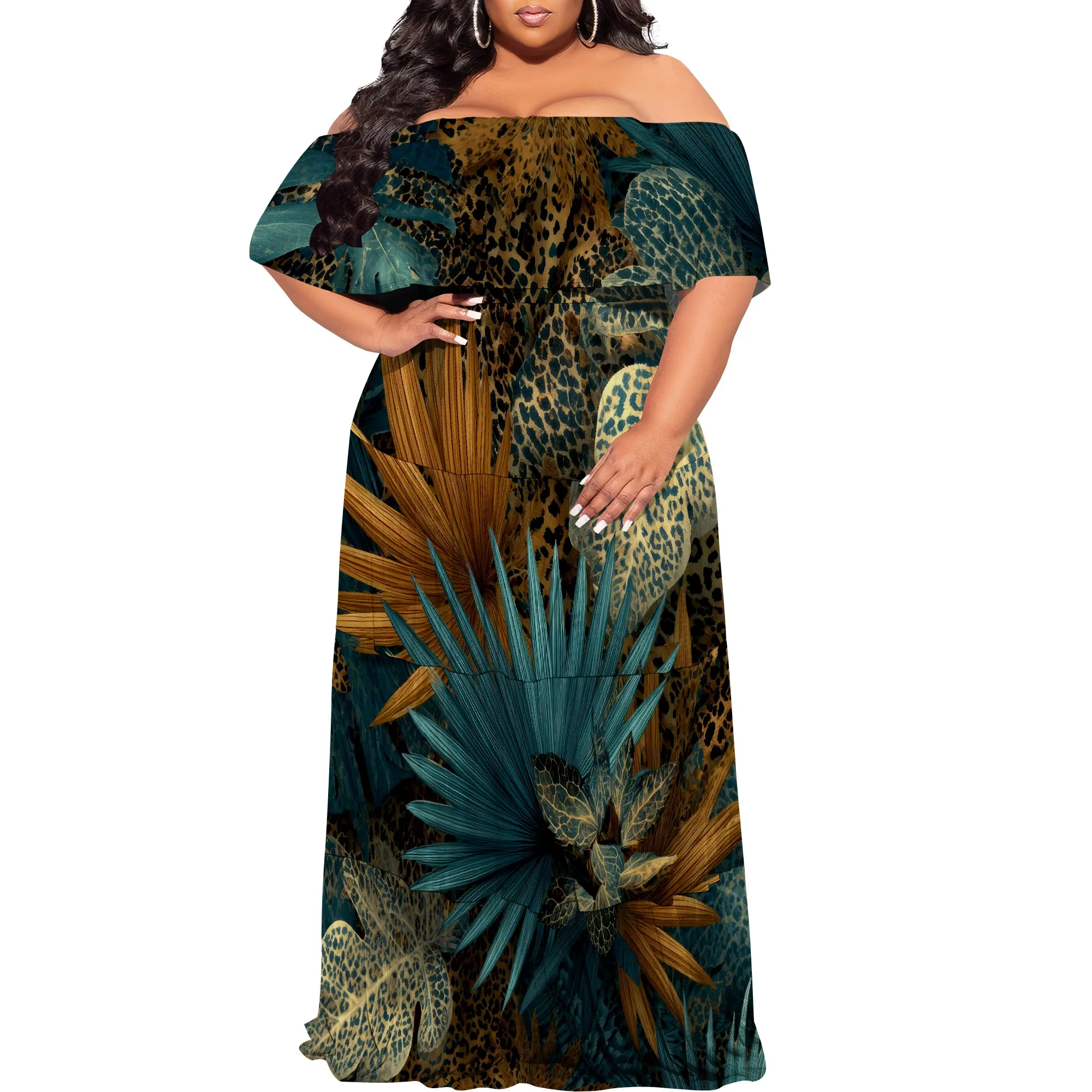 

Plus Size Off Shoulder Maxi Dress for Women – Elegant Flowy Fit for Vacation, Evening Gatherings & Summer Parties (XL–6XL)