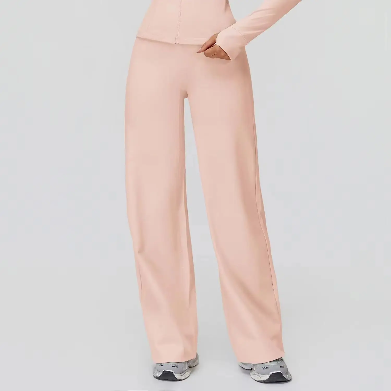 Winter new yoga pants plus velvet warm high waist wide-leg pants outdoor sports running wide-leg pants.