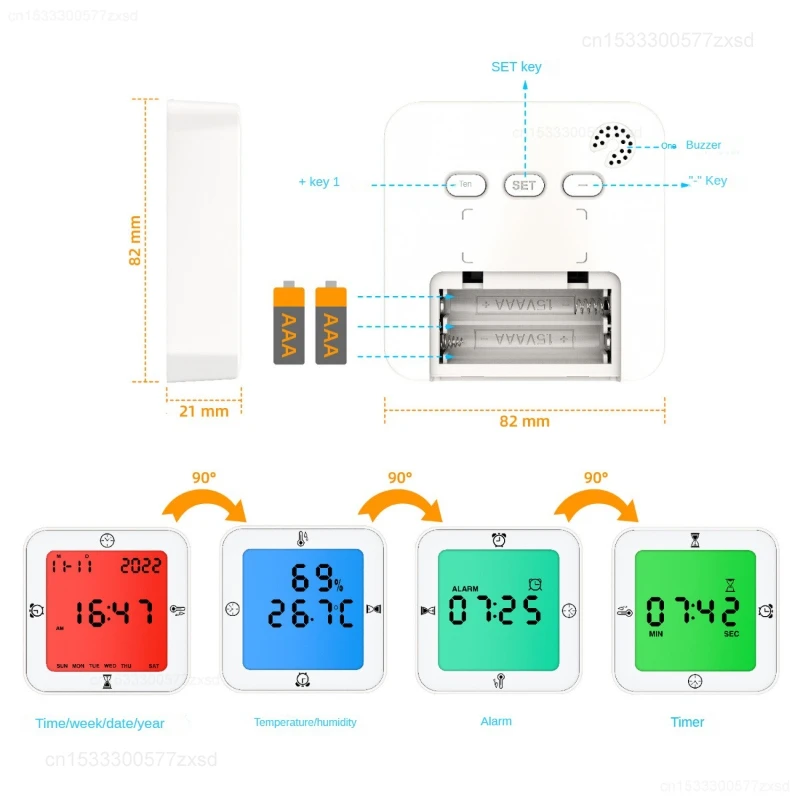 Xiaomi Xiaofei Multifunctional 4 in 1 Times Alarm Clock Indoor Outdoor Convenient Thermometer Hygrometer Weather Station Sensor