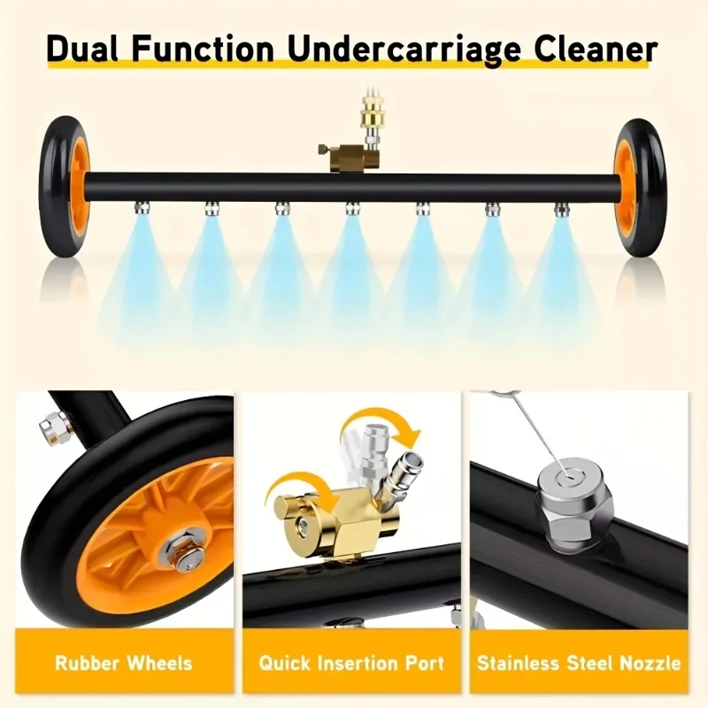 

Автомобильная водяная метла с четырьмя насадками для мойки высокого давления, очиститель ходовой части, очиститель высокого давления из нержавеющей стали двойного назначения