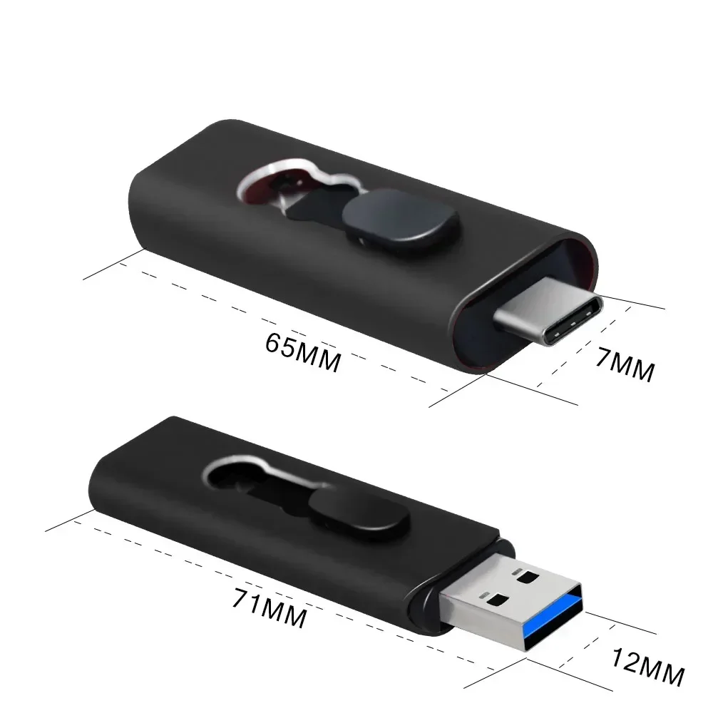 TYPE-C USB Flash Drive3.0 Push and Pull Design 8GB Memory USB Stick 16GB 32GB memorias usb 64GB 128G 256G Metal PenDrive minion