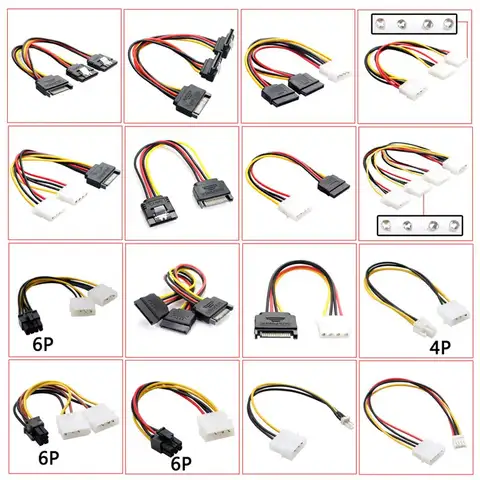20cm Power 6Pin 8Pin 4Pin 15Pin SATA Male to 4Pin IDE Molex Female 15Pin SATA Female Power Cable Computer Cable 6Pin To 8Pin