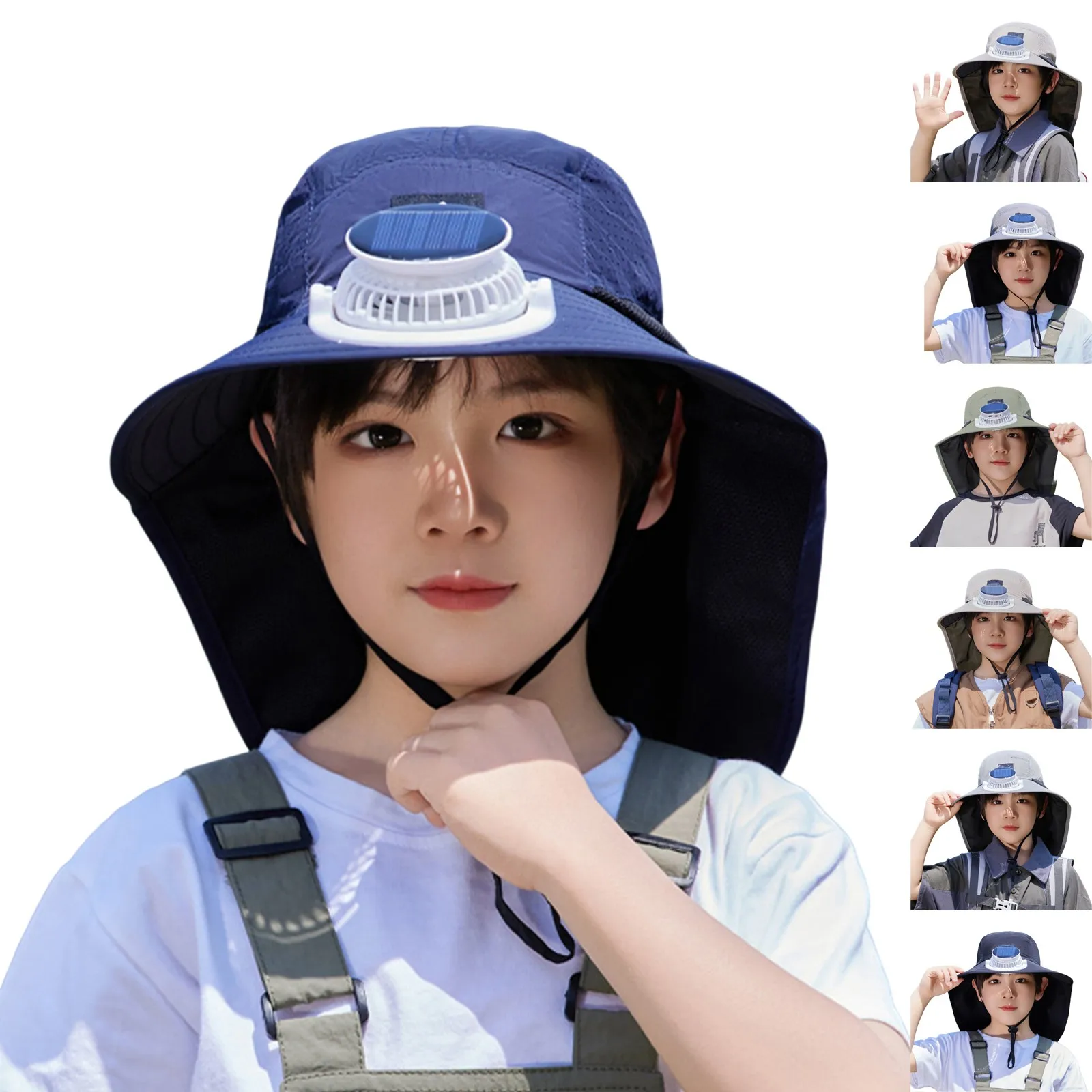 

USB-зарядка, защита для рыбалки на открытом воздухе, легкая кепка, летняя детская шляпа с солнечным вентилятором и вентилятором, детская шляпа от солнца с широкими полями и солнечным вентилятором