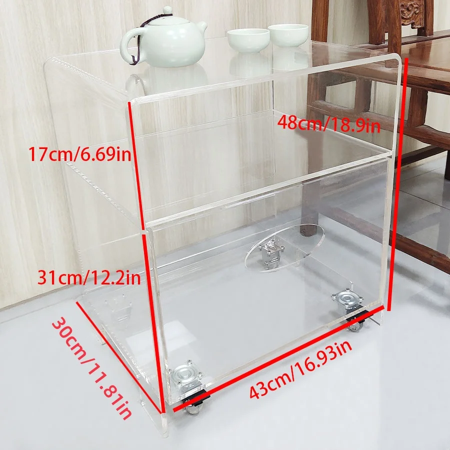 &c Modern Design Acrylic Transparent Storage Cabinet, Bedside Table, Sofa Small Coffee Side Table with Drawers Cabinet Pulley