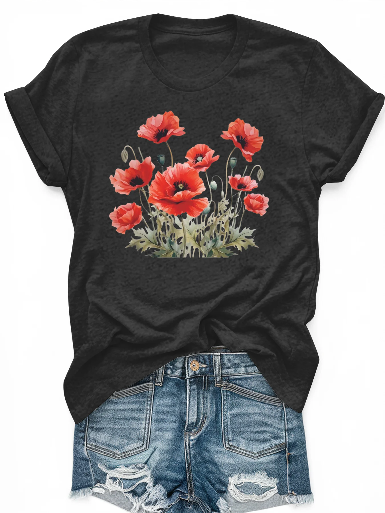 

Women's large-size printed short-sleeved T-shirt, loose and casual, soft, comfortable and breathable, outdoor sports