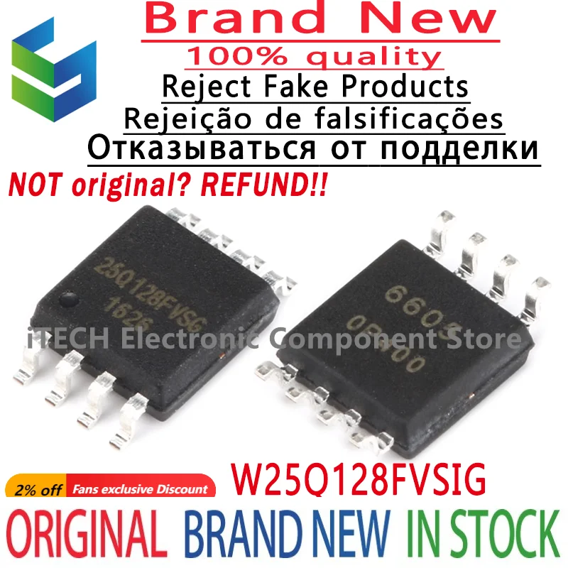 (5-10)pcs/lot Original W25Q128FVSIG W25Q128FVSSIG 25Q128FVSIG SOP-8 SMD 16MB flash memory chip In Stock 100% New and Genuine