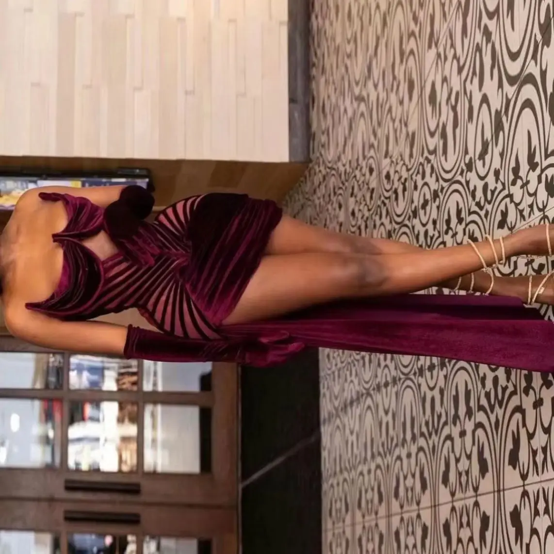Zuid-Afrikaanse hoog laag formele feestjurk zonder handschoenen Aso Ebi-stijl mouwloze korte avondjurken sexy fluwelen galajurken