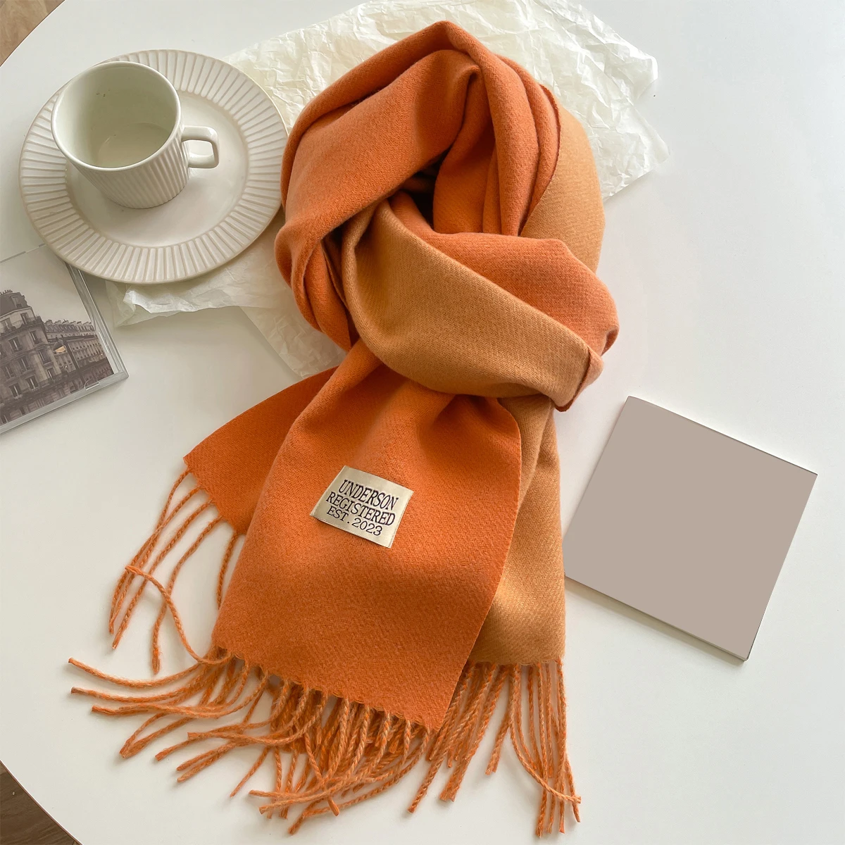 2023 Warm Winter Cashmere Scarf for Women Fashion Korean Style Casual Solid Color Double Side Neckerchief Shawl Wraps Blanket