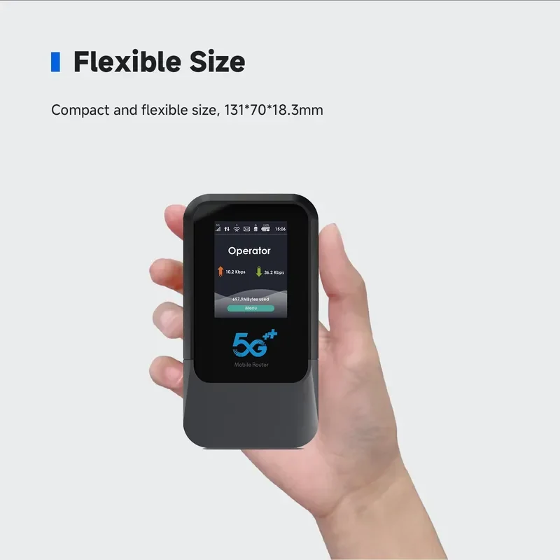 Portable 5G NR Hotspot 11AX 900Mbps Router with Type-C USB 3.0 Nano-SIM Card Slot Sub-6 WEP QoS APN Management for Camping