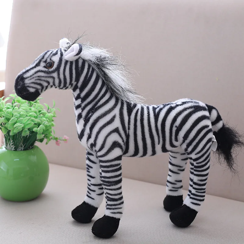 

30cm Zebra Plush Toy Children Cartoon Pillow Horse Soft Stuffed Animal Toy Simulation 11.8 Inch