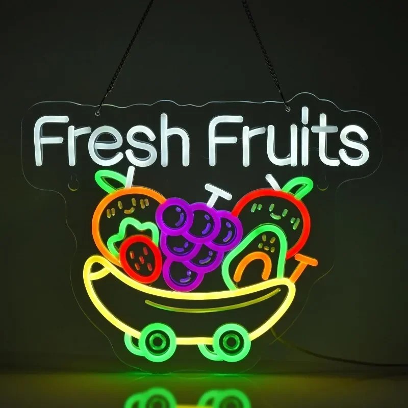 

Свежие фрукты, неоновый свет, настенный художественный декор для фруктового магазина, розничный магазин, торговый центр, продуктовый декор фермерского дома, подарок с регулируемой яркостью и питанием от USB
