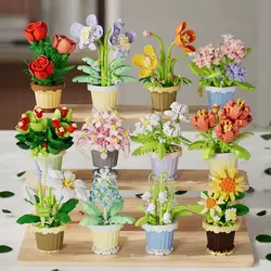 Puzzle pieces children's toys Gift adult desktop eternal flower decoration succulent pot DIY building blocks