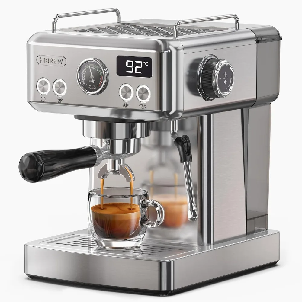 Espresso Machine, H10A, 19-Bar Extraction Pressure, Brushed Stainless Steel, Adjustable Temperature an