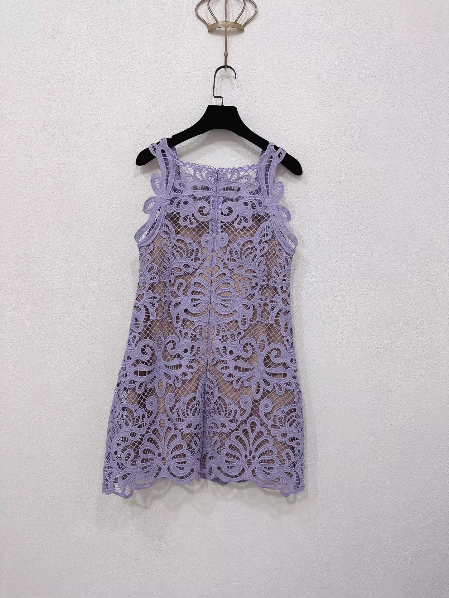 

Designer Brand Spring Summer Solid Slash Neck Camisole Sleeveless Lace A-line Short Dress Elegant Sweet Slim Female Clothes