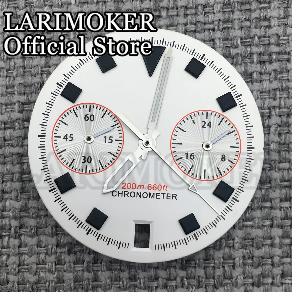 LARIMOKER blue white black 30MM dial with 5 hands suitable for VK64 quartz movement 6 o'clock date green luminous watch parts