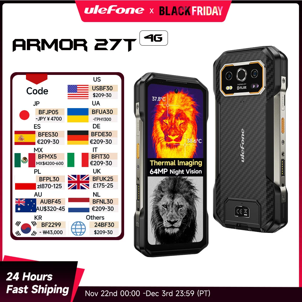 【World Premiere】 Ulefone Armor 27T 4G Thermal lmaging FLIR® Rugged Phone 10600mAh Up to 24GB+256GB  6.78