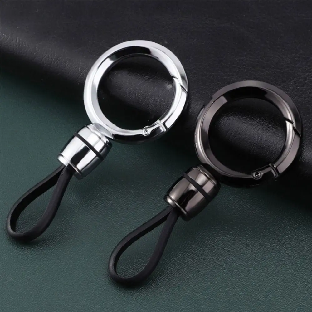 Anti-Lost Car Key Ring High Quality Split Rings Keyring Leather Rope Pendant  For Hyundai Lotus Smart car