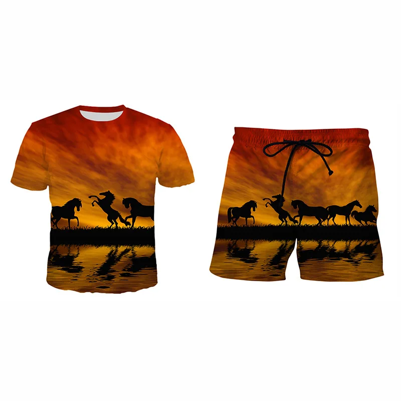 

New 3D Printed T-shirt and Shorts Viking Summer Men's Casual Sports Suit Tracksuit Men