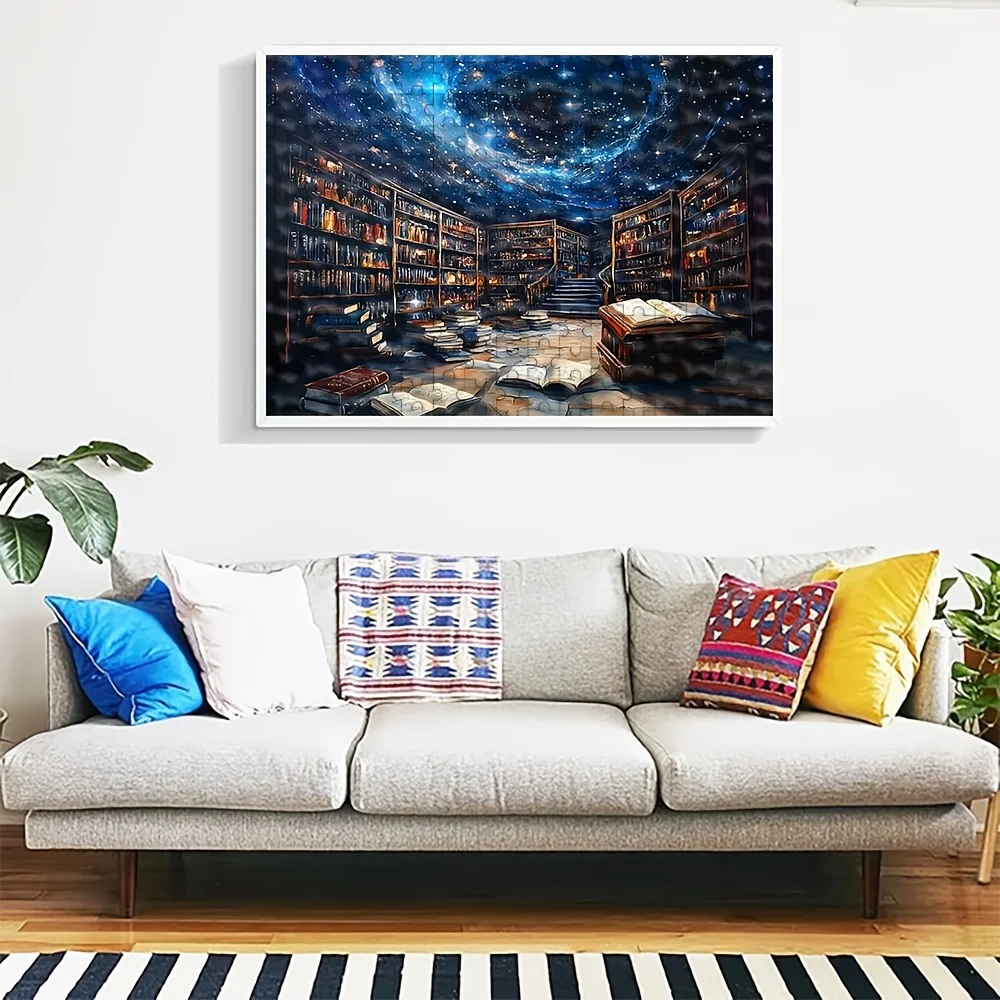 1000ピース 大人向けジグソーパズル - 星月夜の図書館（本棚と開いた本付き）、大人向けの難しい大型パズル