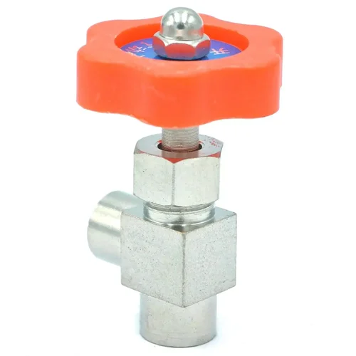 Codo igual de rosca hembra BSP de 1/8 "", 1/4"", válvula de aguja de latón niquelado de 90 grados, presión de 0,8 MPa