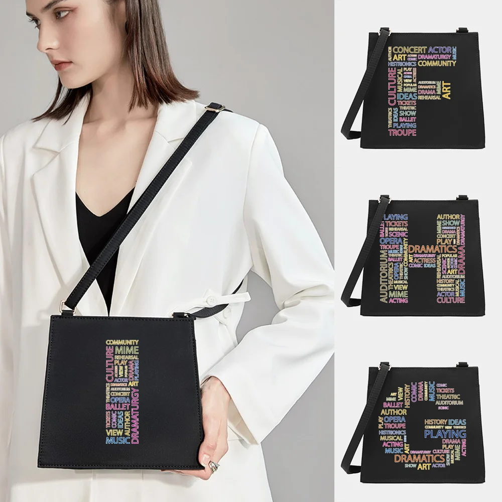 

Women Square Bag Shoulder Crossbody Text Letter Pattern Designer CommuteTote Messenger Commuter Bag Handbag Purse