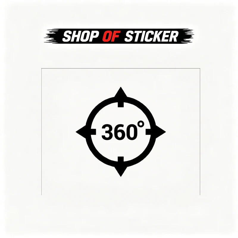 360 Degree View Arrow Circle Icon Car Sticker Auto Vinyl Decal Wrap for Bumper Trunk 360 Rotation Auto Parts