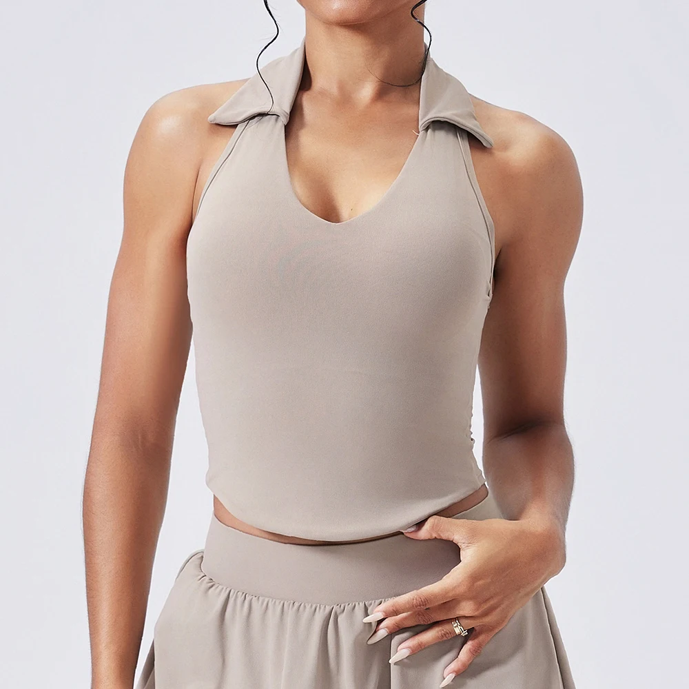 Shockproof Yoga Vest Stand Up Collar Gym Tank Top Women Fitness Quick-Dry Workout Bra Running Female Sports Sleeveless Top Women