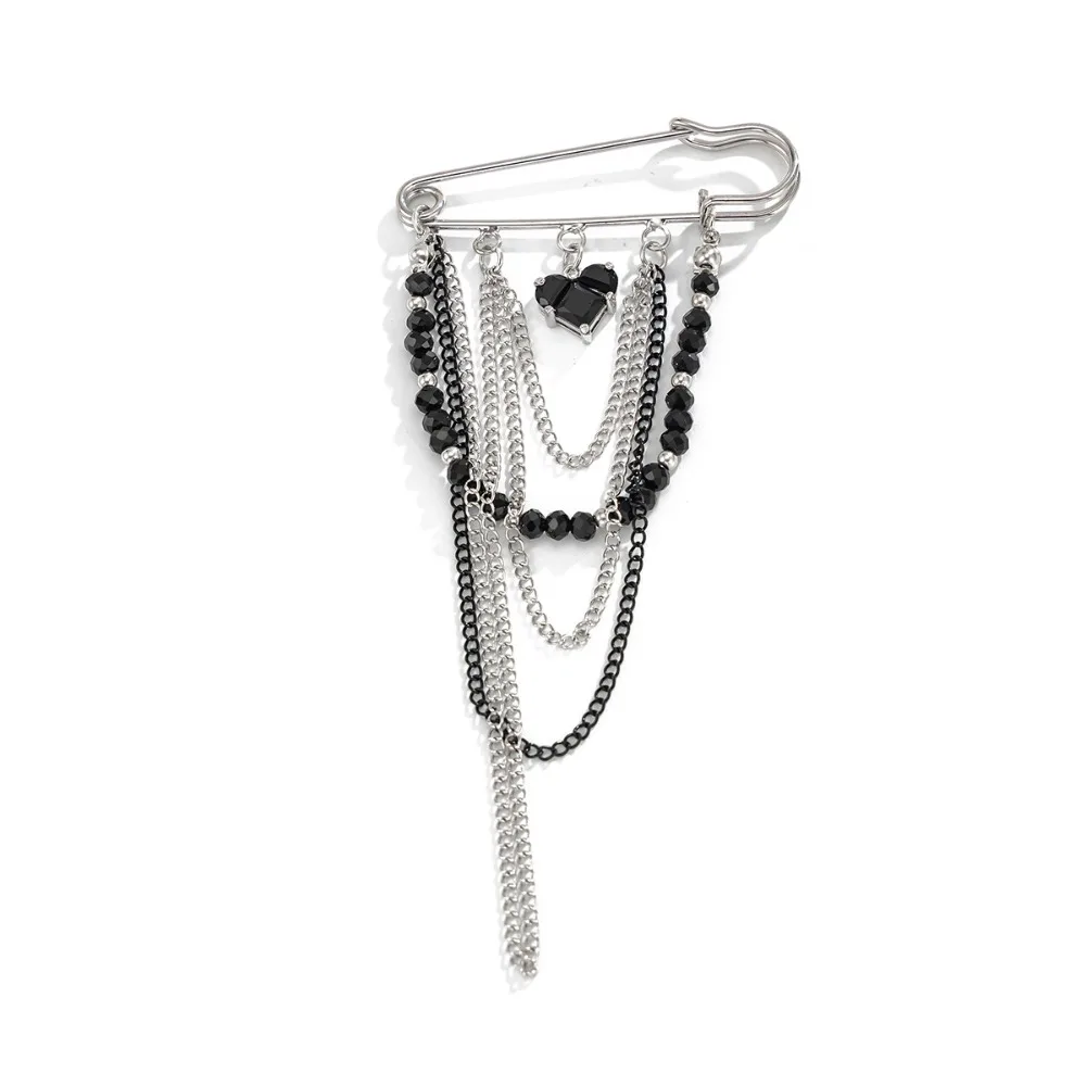 Herzförmige Quasten-Broschen für Damen Perlenketten-Anstecknadel Modeschmuck Elegantes Dekoratives Kleidungszubehör – Detail 5