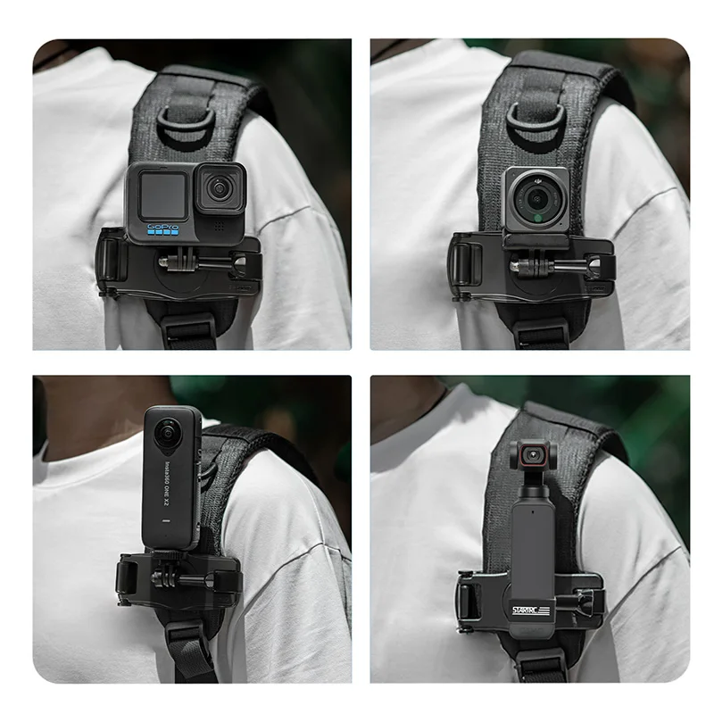 Backpack clip 360 degrees rotate firmly fixed bracket for dji pocket 2/osmo pocket / action 2 /gopro/insta360 action camera
