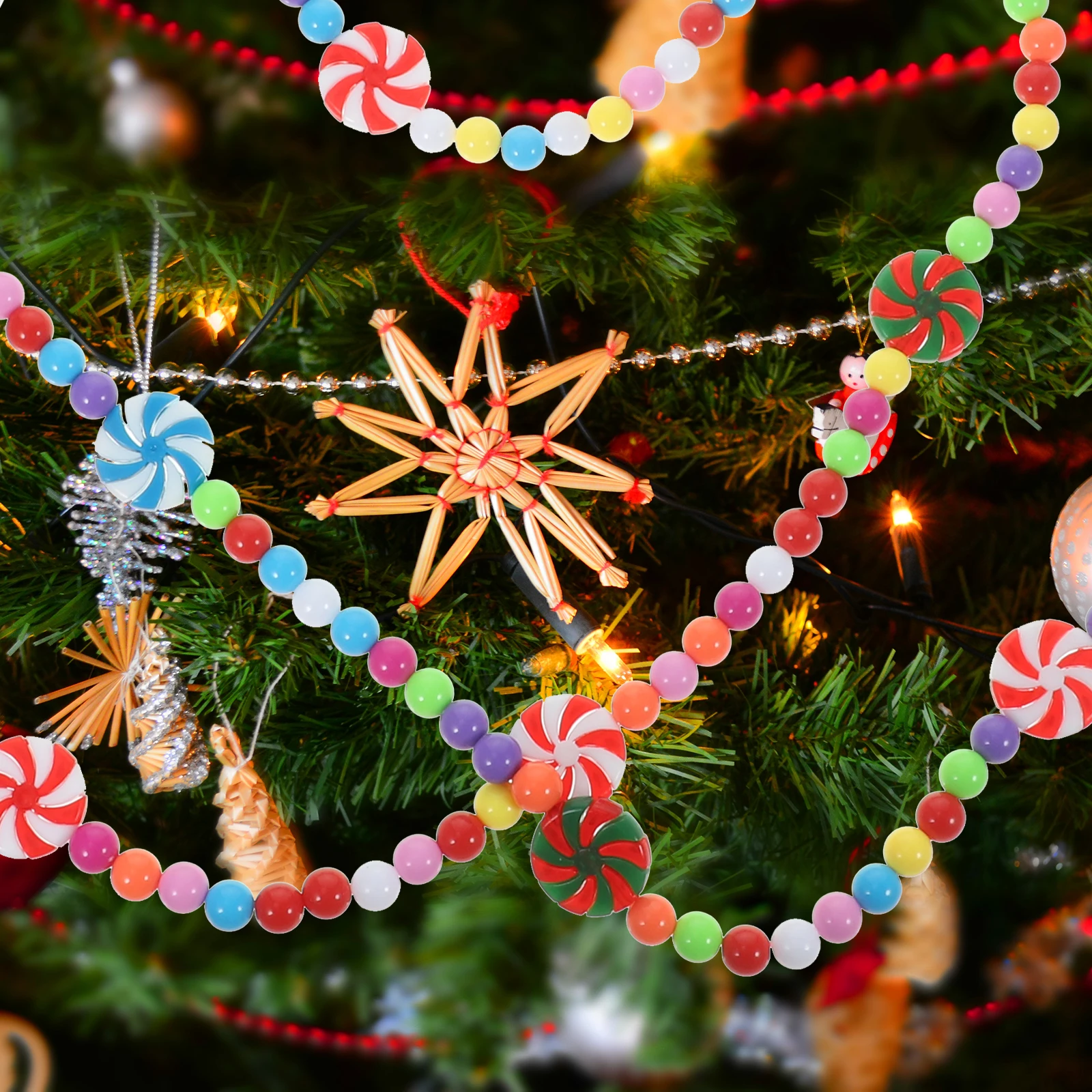 

Christmas Candy Bunches Garland Beads Themed Beaded Decorations Ornaments for Tree