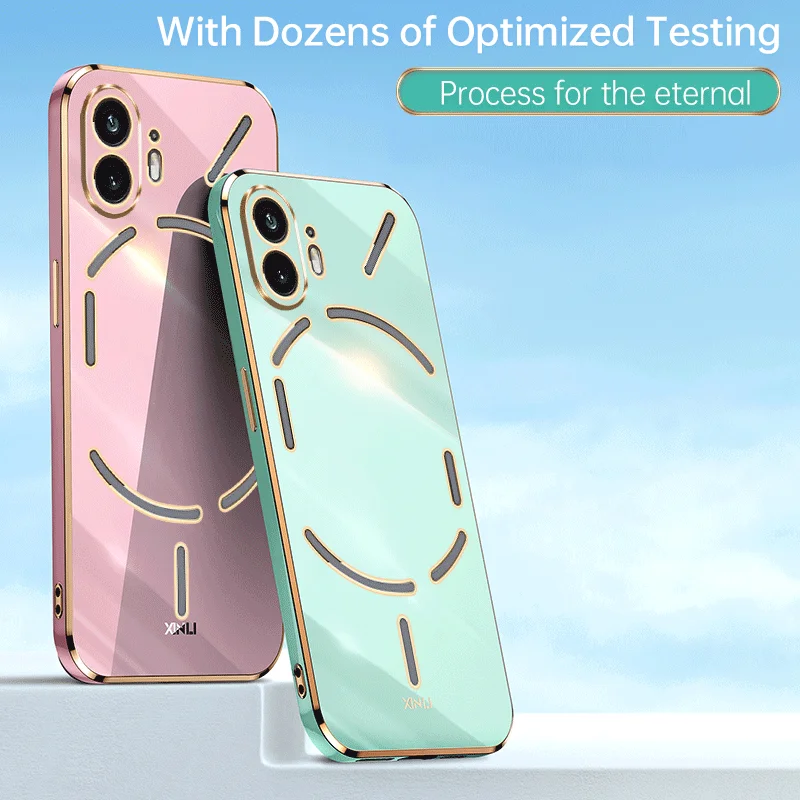 Plating Square Ring Holder Silicone Phone Case On For Nothing Phone 2 Nothing Phone Two Nothing Phone2 Camera Protection Cover