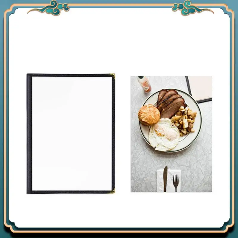 ABJG-36 Pack غطاء قائمة على طراز المقهى، حافة مزدوجة الغرز، فينيل شفاف كريستالي (أسود، صفحتين/4 عرض - 8.5 بوصة × 11 بوصة)