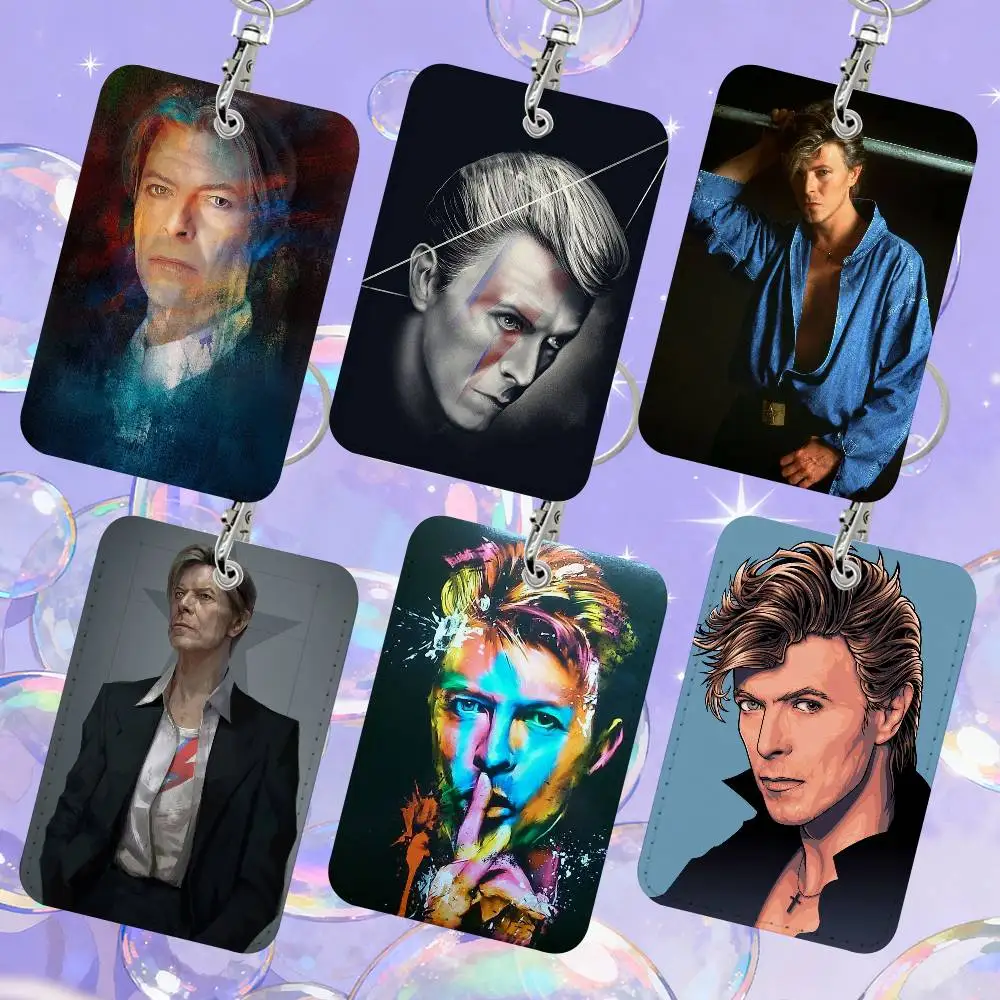H-DAVID-BOWIE 1 Card Holder, Leather Card Storage Box, Key Chain, Access Tag Holder, ID Card Holder, Key Chain