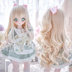 BJD Doll Wigs Long Curly Hair For 1/3 DD MDD With Bangs Black Blue Brown Pink Hair Accessories