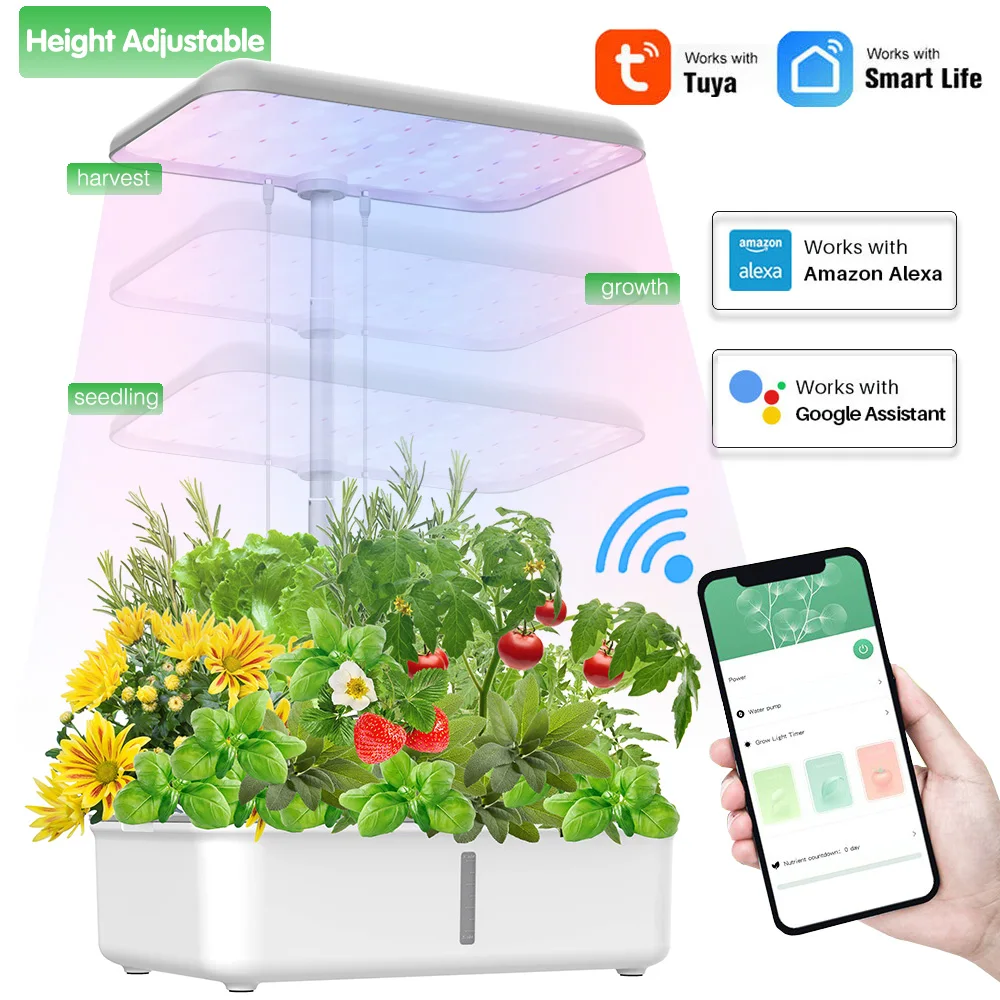 LED Grow Light Germinate Planter Indoor Garden Vegetables Herb  Grow Kit with WIFI compatible Hydroponics Growing System