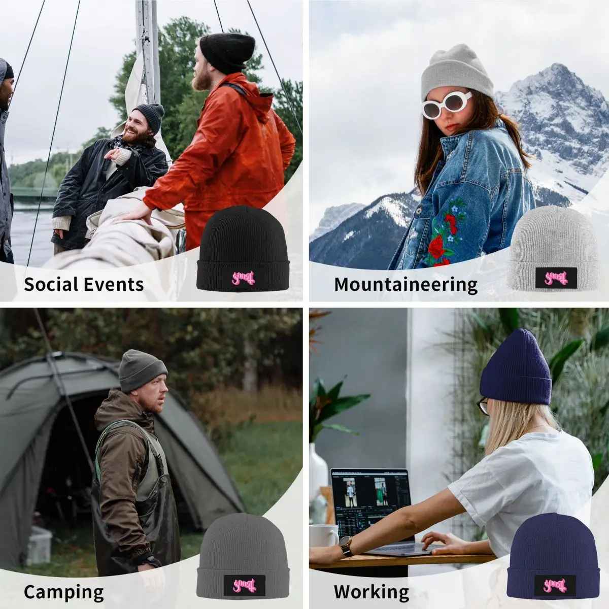 Ghost Meme Pink Knitted Hat for Women Men Skullies Beanies Winter Hat Acrylic Music Hip Hop Melon Cap