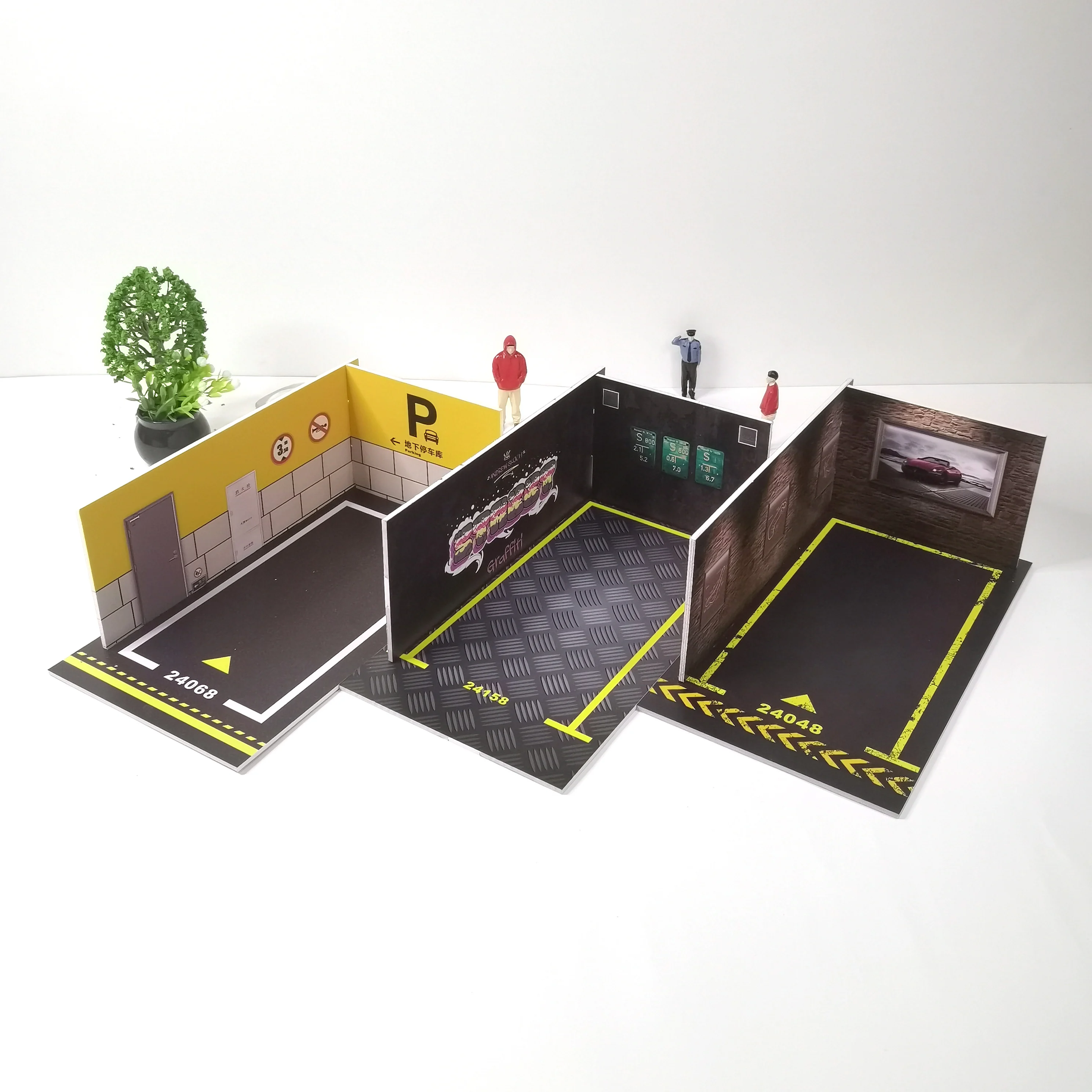 Diorama 1 24 Garage for Diecast Model Car Toy Display Case PVC Parking Lot Model Simulation Miniature Parking Space Scene