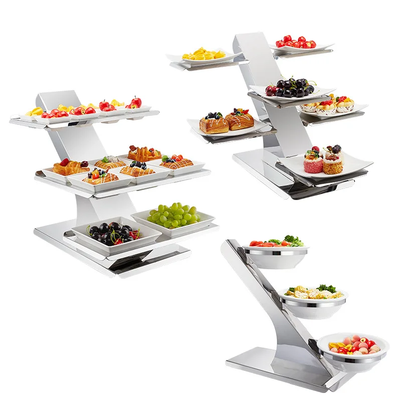 

Stainless steel, three layers, dressing rack, buffet, fruit, salad, bowl rack, coffee break