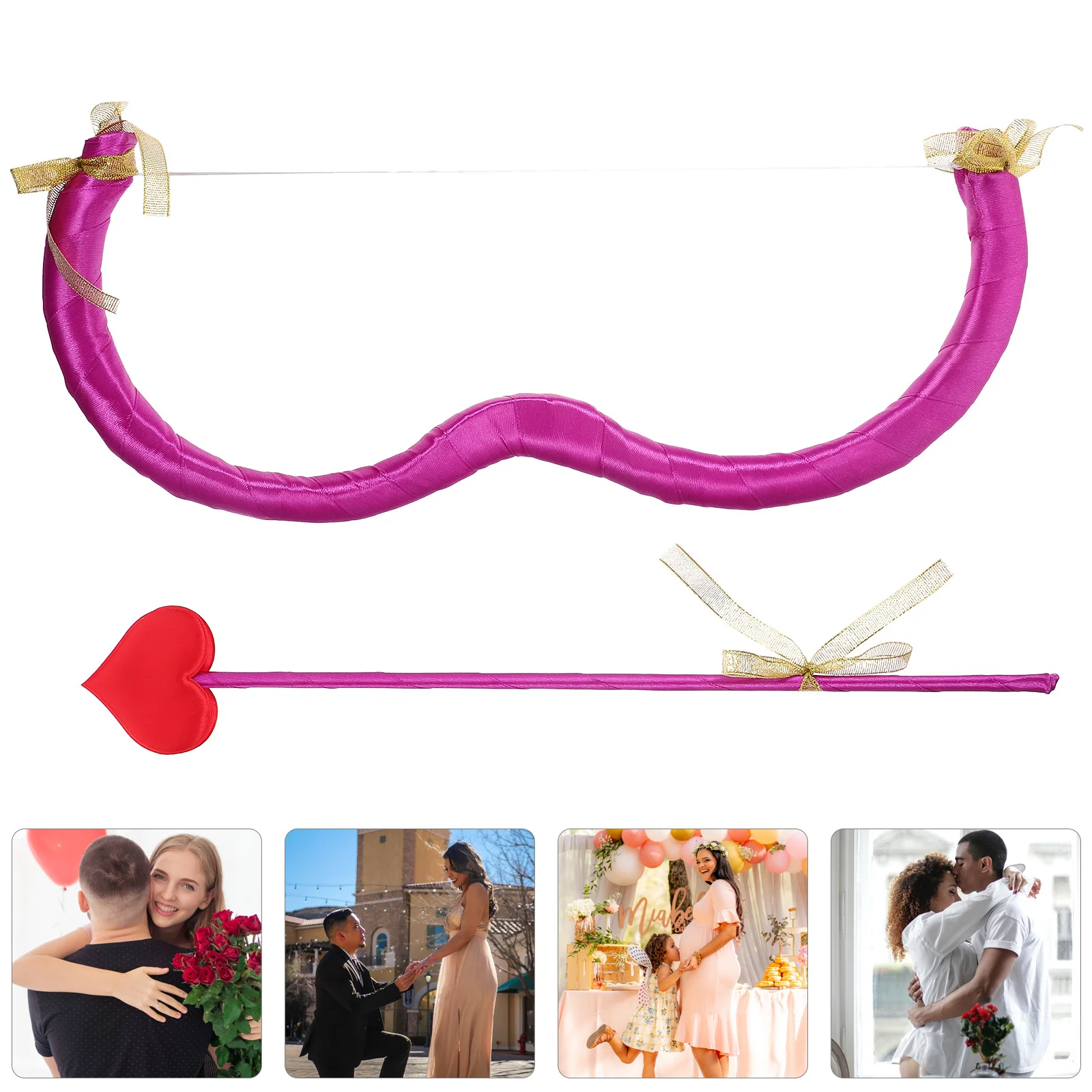 1Set Cupid Bow and Arrow Prop for Valentine Costume Party Cute Arch Design Cosplay Accessory Dance Event Centerpiece Decoration
